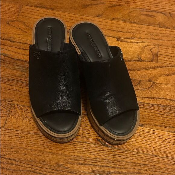 Karl Lagerfeld Black Leather Cork Mules - Picture 3 of 7